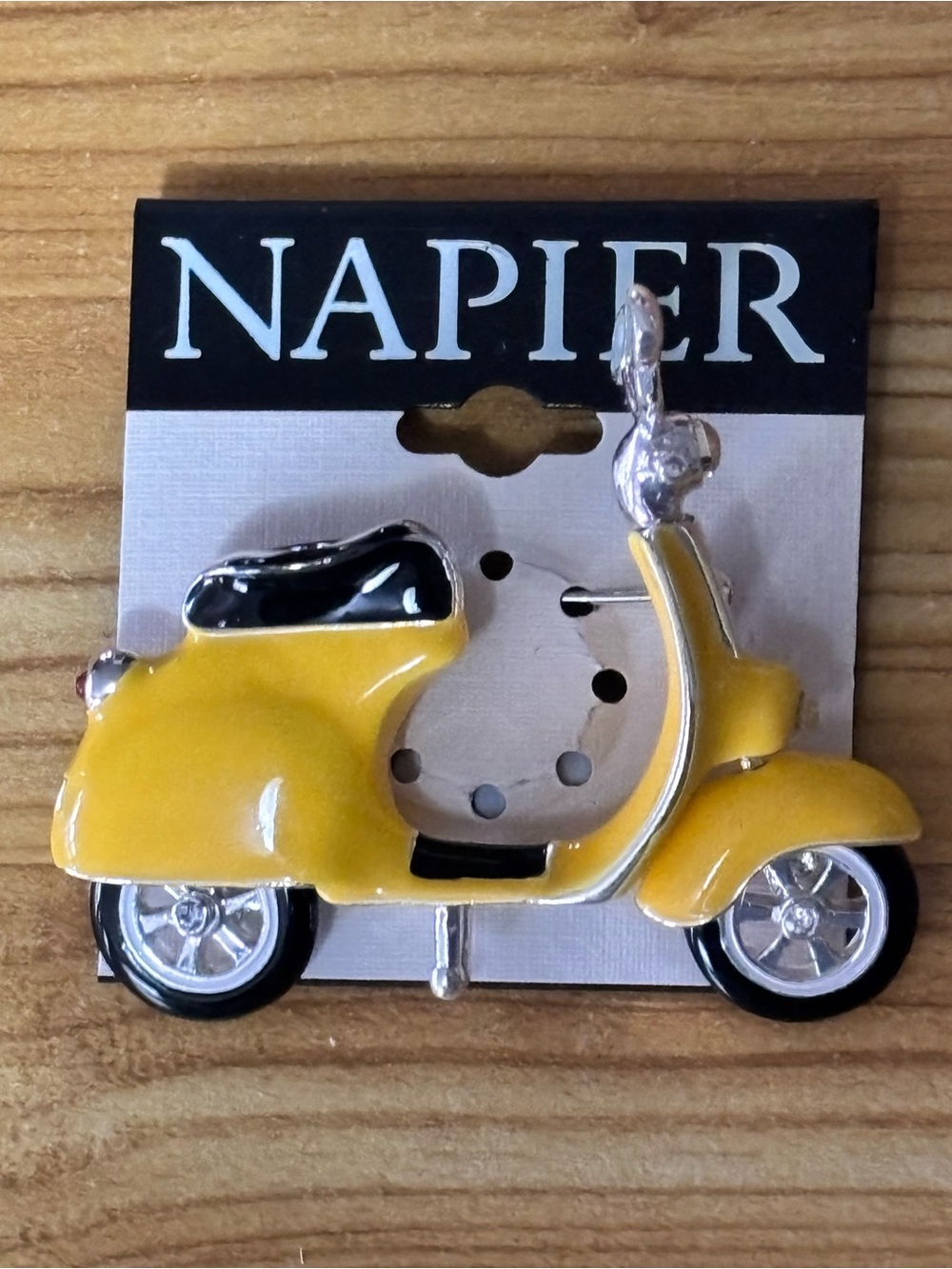 Napier Yellow Scooter Enamel Brooch Pin